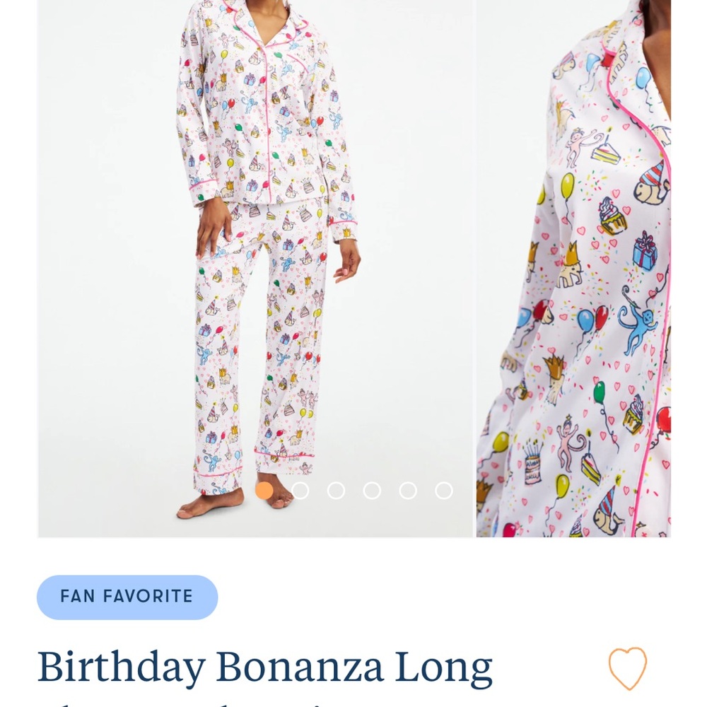 Roller Rabbit Pajama Set White Cream Festive Print - brand new never worn